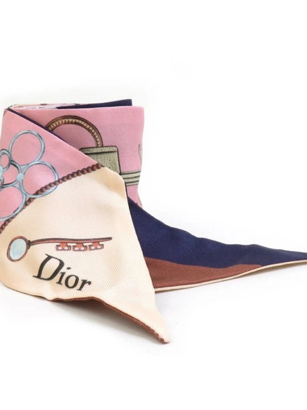 Auth Christian Dior Mitzah Scarf Multicolor Silk